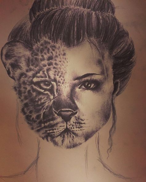 Tiger/human hybrid Hybrid Art Human, Human Hybrid Drawing, Human Animal Hybrid Drawing, Human Animal Hybrid, Animal Human Hybrid, Tiger Human, Gcse Identity, Hybrid Drawing, Human Hybrid