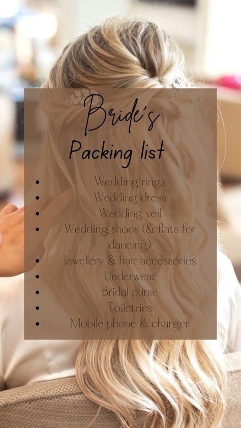 Bride Necessities Wedding Day, Day Of Wedding Packing List, Wedding Day Packing List Brides, Bride Accessories Checklist, Wedding Preparation Checklist Bridal Beauty, Planning A Wedding In 3 Months Checklist, Wedding Budget Planner, Forest Theme Wedding, Bridal Purse