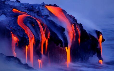 nature, Landscape, Volcano, Lava, Smoke, Water, Sea, Long Exposure, Volcanic… Volcano Wallpaper, Bing Wallpaper, Mont Fuji, Guilin, Lava Flow, Crater Lake, Bagan, Acropolis, Varanasi