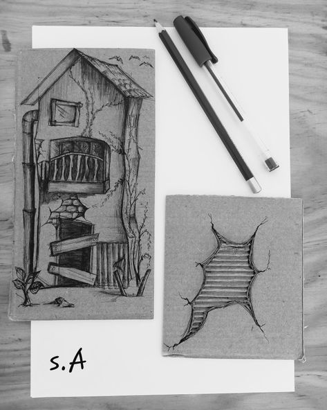 Abandoned house, drawing pen art 🎨 Abandoned Drawing, Abandoned Places Drawing, Abandoned House Tattoo, Abandon House Drawing, Abandoned Building Drawing, Abandoned Houses Drawing, Abandoned House Sketch, Abandoned Room Drawing, Decay Buildings Art