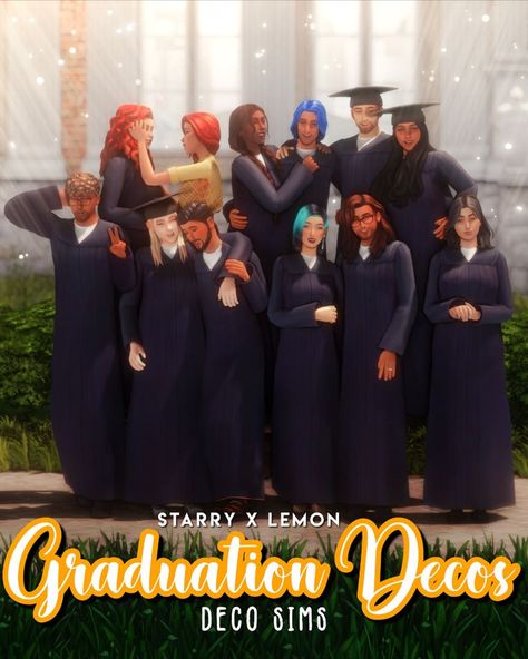 Hey everyone! To commemorate my story on Insta crossing over with @_lemontrait's, we have decided to make and release some deco sims! This release contains 12 sims with 4 swatches each!

I have also released the graduation poses as a Patreon gift! Sims 4 College, Deco Sims, Sims 4 Custom Content Patreon, Sims 4 Stories, Sims Stories, Sims 4 Family, Graduation Poses, Tumblr Sims 4, Play Sims