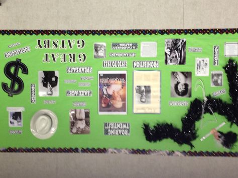 Fun bulletin board for The Great Gatsby! Great Gatsby Bulletin Board, Great Gatsby Activities, The Great Gatsby Revision, The Great Gatsby Notes, The Great Gatsby Book, Ap Lang, Bullentin Boards, Ap Literature, Teaching Techniques