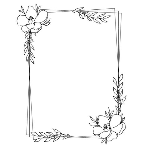 Flower Border For Project, Small Border Designs, Flower Drawing Border, Flower Frame Drawing, Flower Border Drawing, Beautiful Border Designs For Projects, Border Drawing, Paper Borders, Black Paintings