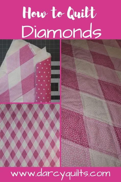 How to Quilt Diamonds - Quilting Tutorial - Darcy Quilts Diamond Quilt Border Patterns, Diamond Quilts Ideas, Quilting Diamonds, Grid Quilting, Diamond Quilt Pattern, Walking Foot Quilting, Quilting Art, Quilting Tutorial, Email Message