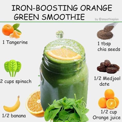 Green Smoothie Recipes For Iron, Iron Deficiency Smoothie, Iron Packed Smoothie, Iron Boosting Smoothies, Pregnant Smoothies, Iron Smoothie Recipes, Iron Snacks, Anemic Diet, Iron Smoothie