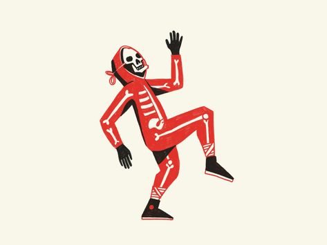 Cute Skeleton Drawing, Dancing Illustration, Skeleton Logo, Halloween Inktober, Dance Illustration, Red Skeleton, Skeleton Drawing, Dancing Art, Skeleton Graphic