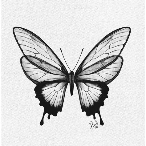 Black Butterfly Drawing, Unique Butterfly Tattoo Creative, Cool Butterfly Tattoos, Dark Butterfly Tattoo, Butterfly Drawing Aesthetic, Butterfly Tattoo Drawing, Butterfly Wings Tattoo, Mariposas Tattoo, Blackwork Butterfly