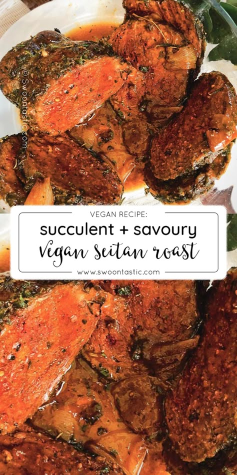 How To Make The Perfect Seitan Roast (Vegan) - Swoontastic.com | Easy Vegan Recipes Seitan Roast, Plant Based Meat, Vegan Seitan, Vegan Meat Recipe, Seitan Recipes, Easy Vegan Recipes, Vegan Chicken, Vegan Roast, Roast Recipe