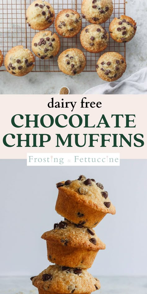 Dairy Free Chocolate Chip Muffins, Choc Chip Muffins Recipe, Homemade Chocolate Chip Muffins, Egg Free Muffins, Gluten Free Dairy Free Muffins, Muffins From Scratch, Healthy Chocolate Chip Muffins, Homemade Muffins Recipe, Dairy Free Breakfast