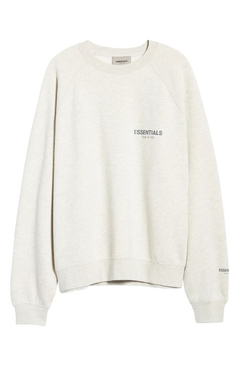 Fear of God Essentials Relaxed Crewneck "Light Oatmeal" now available online Essentials Crewneck, Fear Of God Essentials, Fashion Deals, Fear Of God, Move In, My Wish List, Crewneck Sweatshirt, Oatmeal, Abc