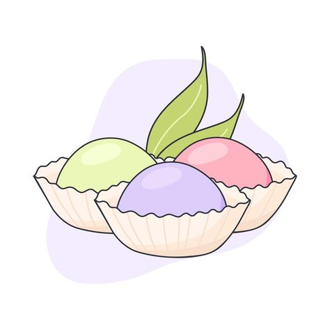 Mochi Japanese traditional sweet. Japanese asian sweets. Healthy eating, cooking, menu, banner, sweet food, dessert concept. Draw in doodle style, vector illustration. Chinatown Poster, Mochi Illustration, Mochi Japanese, Sweets Healthy, Asian Sweets, Concept Draw, Doodle Style, Sweet Food, Food Dessert