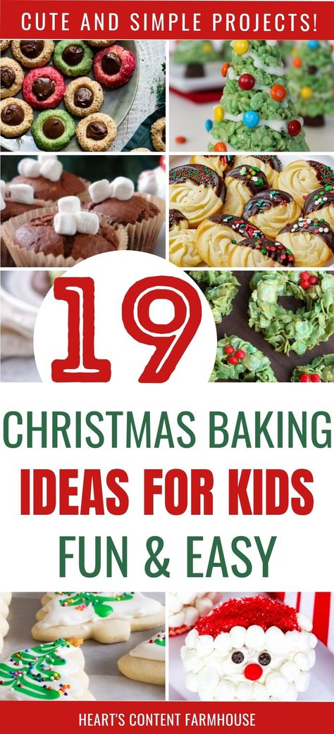 Kid Christmas Desserts Easy, Christmas Easy Bakes For Kids, Christmas Baking Day With Kids, Kids Christmas Cooking Ideas, Christmas Cookie With Kids, Kid Friendly Holiday Baking, Christmas Cookies To Do With Kids, Simple Christmas Baking For Kids, Kids Holiday Desserts