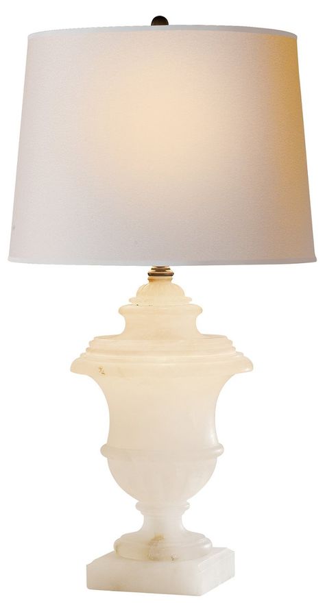 Carved Urn Medium Table Lamp, Alabaster Lamps Nightstand, Vintage Girls Rooms, White Lamp Base, White Lamps, Square Lamp Shades, Nightstand Table, Lamps Bedside, Visual Comfort Lighting, Shabby Chic Lamp Shades