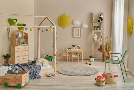 Montessori Play Area, Camera Montessori, Playroom Montessori, Montessori Toddler Rooms, Montessori Floor Bed, Boy Toddler Bedroom, Montessori Bed, Montessori Room, Montessori Baby