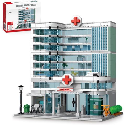 Lego Space Station, Lego Hospital, Miniature City, Architecture Gifts, Hospital Building, Integrated Lighting, Architecture Set, Nurses Station, City Hospital