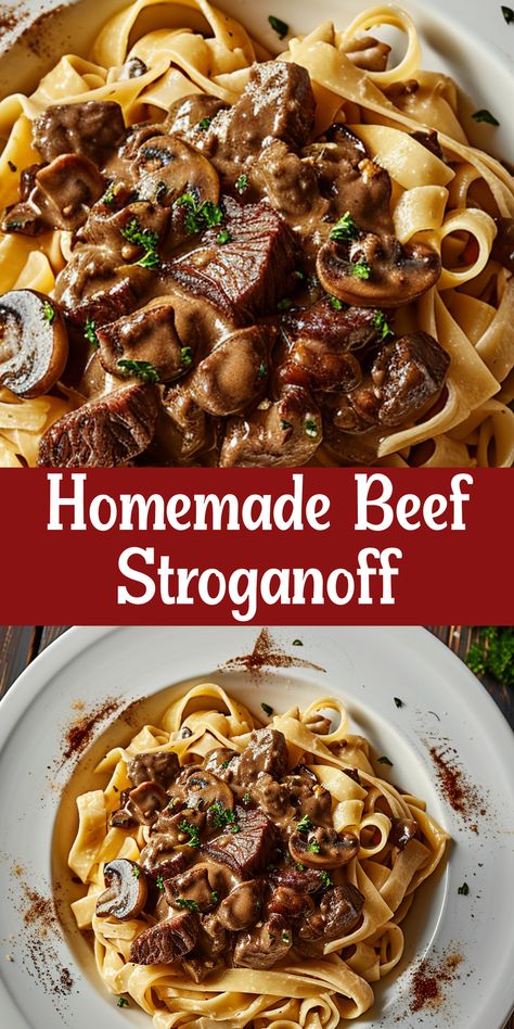 Enjoy homemade Beef Stroganoff with this easy recipe. Creamy and rich flavors that everyone will enjoy! Beef Stroganoff With Filet Mignon, Beef Stroganoff Stove Top Recipe, Authentic Beef Stroganoff, Homemade Beef Stroganoff Recipe, Beef Stroganoff Stove Top, Yumm Sauce Recipe, Stroganoff Recipe Easy, Best Beef Stroganoff Recipe, Classic Beef Stroganoff Recipe