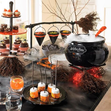 Broomstick Three-tiered Server and more thing to decor your table. #Halloween #Table #Decor Halloween Hunt, Zombie Baby, Hocus Pocus Party, Dulces Halloween, Diy Halloween Decor, Halloween Table Decorations, Adornos Halloween, Halloween Tattoo, Halloween Party Supplies