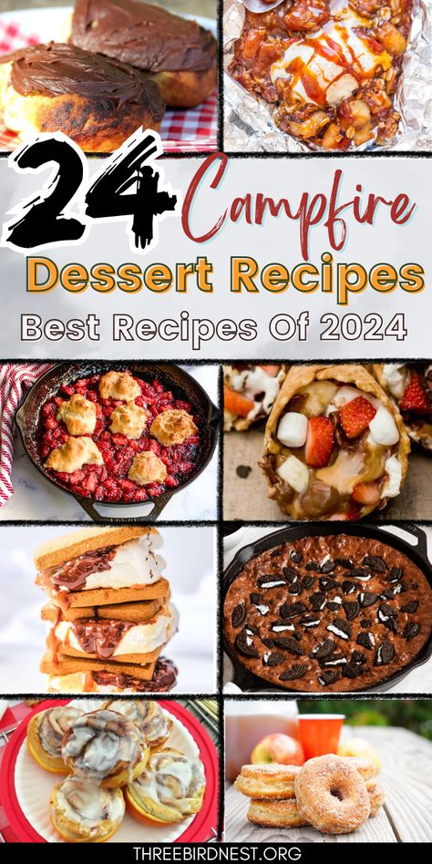 24 Easy Campfire Desserts- Must-Try Campfire Desserts for Your Outdoor Adventures - This Little Nest Campfire desserts for your bonfire. Pan desserts, cakes, smores, donuts and more.  Campfire desserts, easy campfire treats, camping recipes. Campfire Sweets, Camping Desserts Campfire, Campfire Cinnamon Rolls, Camping Treats, Campfire Dessert, Pudgy Pie, Pan Desserts, Campfire Meals, Making Desserts