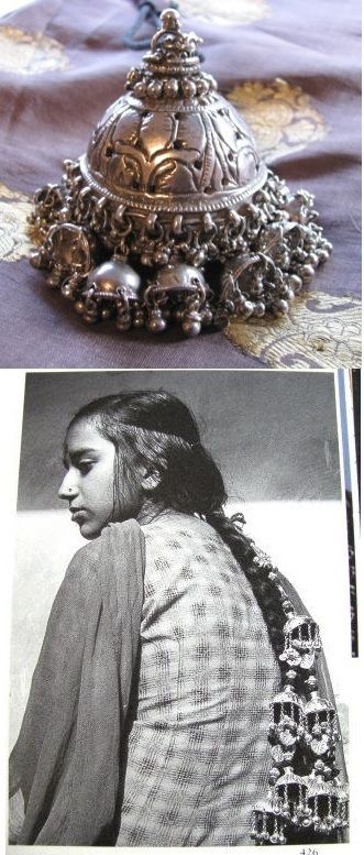 India | End of Hair braid ornament ~ Chhoti or Chunti ~ from Himachal Pradesh state | Indian Pendant, Head Braid, Traditional Indian Jewellery, Antique Silver Jewelry, Vintage India, Necklace Indian, Indian Necklace, Hair Braid, Himachal Pradesh