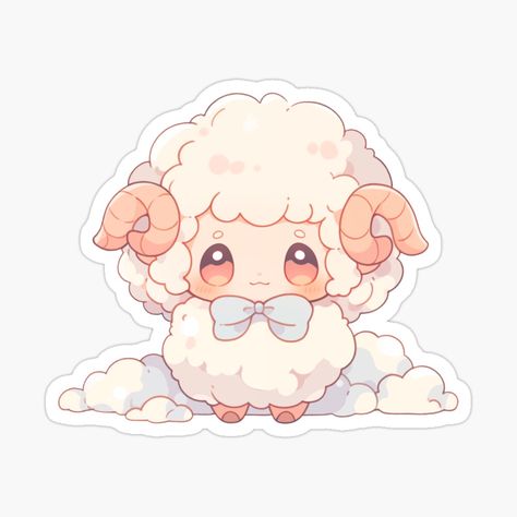 Kawaii Sheep Drawing, Sheep Kawaii, Sheep Sticker, Sheep Cute, Sheep Drawing, Happy Sheep, Aries Art, Playing In The Snow, Cute Sheep