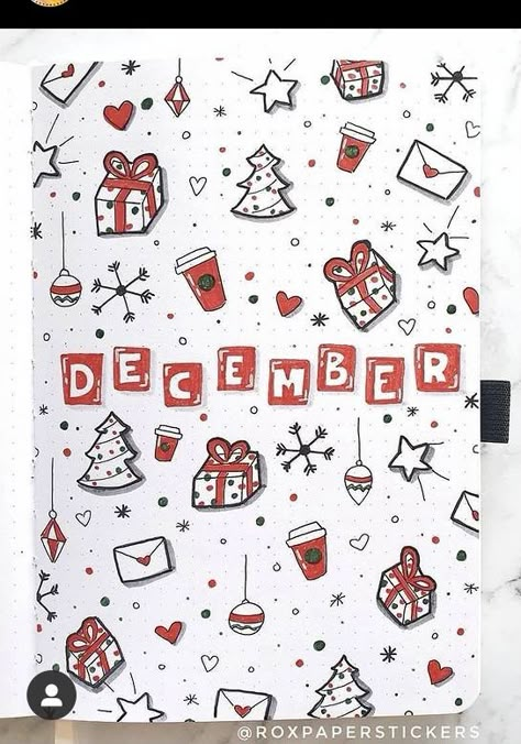 Noel Aesthetic, Bullet Journal Christmas, Bullet Journal Titles, March Bullet Journal, December Bullet Journal, Bullet Journal Banner, Bullet Journal Cover Page, Calendar Journal, Bullet Journal Paper