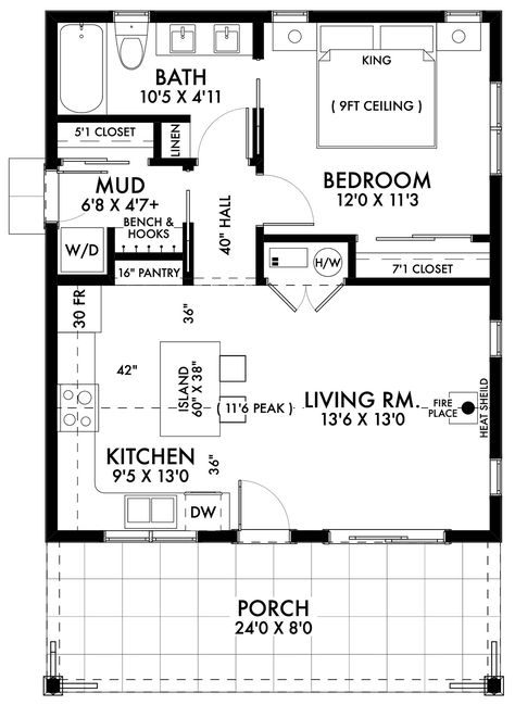 Plan 42920 | Order Code: GOEXP | FamilyHomePlans.com | 800-482-0464 Small Country Cottage, Inlaw Suite, Country Cottage Homes, Cabin Farmhouse, Small Cottage House Plans, Mud Room Entry, Farmhouse Floor Plans, Cabin Floor Plans, Small House Floor Plans