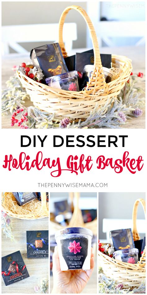 DIY Decadent Dessert Holiday Gift Basket - make your own holiday gift basket using #SignatureRESERVE products from @Safeway! #ad #holidaygifts #holidaygiftbasket #diy #diygifts #desserts Dessert Gift Basket, Dessert Basket, Christmas Dessert Gifts, Dessert Holiday, Holiday Gift Basket, Diy Dessert, Holiday Baskets, Dessert Gifts, Holiday Gift Baskets