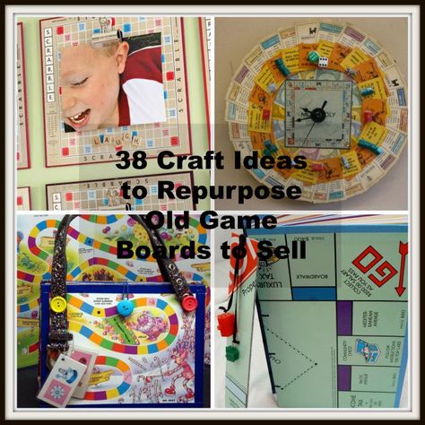 If you're like most of us, you have at least a couple of old board games on a shelf somewhere. Board games are a fun way to bring family and friends together. But did you know that they also can be repurposed - for unique & fun craft materials? You may be amazed and a bit surprised at some of the terrific things that can be created with board games and the game pieces as well. Make picture frames, a clock, handbag, journal and much more. Whether you have a craft business or are thinking of start Board Crafts, Games For Couples, Old Board Games, Board Games Diy, Making Picture Frames, Scrabble Wall Art, Wall Art Tutorial, Board Game Pieces, Couples Friends