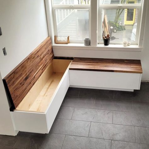 Butcher Block Benches – Luna Carpentry Kitchen Bench Storage, Butcher Block Bench, Corner Bench Kitchen Table, Corner Bench Dining Table, Corner Bench Seating, Block Bench, Nook Bench, Banquette Seating In Kitchen, Mudroom Storage Bench