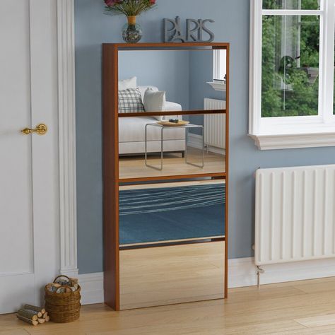 Latitude Run 16 Pair Flip Down Shoe Storage & Reviews | Wayfair.co.uk Shoe Cabinet Storage, Cabinet Dining Room, Shoe Rack With Shelf, Box Bedroom, Patio Furniture Covers, Folding Furniture, Living Room Bookcase, Cabinet Storage, Shoe Storage Cabinet