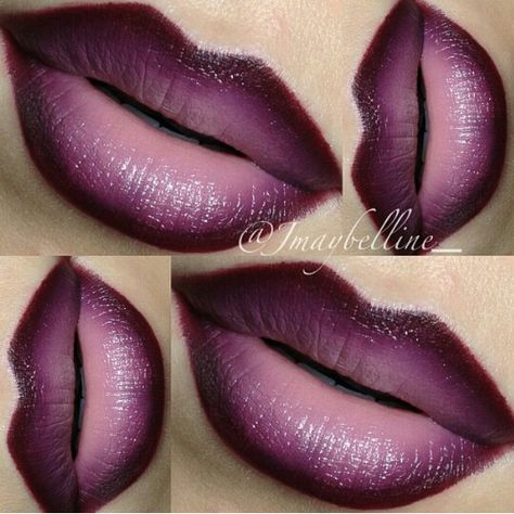 Pretty ombre color Purple Lipstick Black Women, Ombré Lipstick, Ombre Lipstick, Ombre Lip, Scrub Diy, Makeup For Black Skin, Lip Makeup Tutorial, Purple Lips, Purple Lipstick