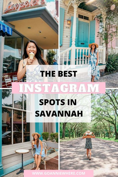 Best Instagram Spots in Savannah, Georgia Savannah Georgia Instagram Spots, Savannah Georgia Picture Ideas, Savannah Georgia Photography, Savannah Georgia Outfit, Georgia Outfits, Savannah Georgia Vacation, Bonaventure Cemetery, Southern Town, Southern Usa