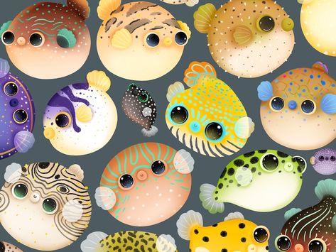 Puffer Fish Art, World Clipart, Puffer Fish, Cute Clipart, Business Stationery, Fish Art, Cute Kawaii, Print And Cut, Cute Cartoon