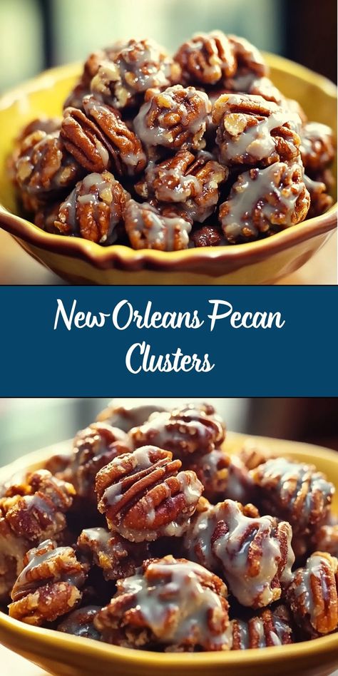 New Orleans Pecan Clusters are a delightful confection that combines toasted pecans with a rich caramel coating, all enveloped in smooth chocolate. These treats capture the essence of Southern sweets and are perfect for gifting or indulging yourself. Pecan Clusters Recipe, Nut Gifts, Popcorn Bark, Cajun Appetizers, Candied Nuts Recipe, Cashew Crunch, Pecan Recipes Easy, Glazed Nuts, Pecan Clusters