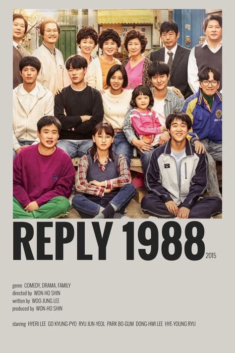 Reply 1988, Korean Drama Series, Best Kdrama, Film Posters Minimalist, Korean Drama Funny, Drama Tv Shows, Web Drama, Korean Drama List, Movie Poster Wall