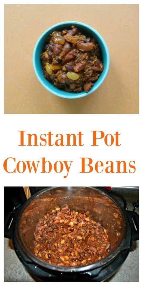 It's easy to make these hearty Instant Pot Cowboy Beans. #instantpotrecipes #beanrecipes #groundbeefrecipes | Instant Pot Recipes | Bean Recipes | Ground Beef Recipes | Bacon Recipes | Easy Recipes | Dinner Recipes | Beans Instant Pot, Cowboy Baked Beans, Easy Bacon Recipes, Easy Recipes Dinner, Canned Baked Beans, Recipes Ground Beef, Cowboy Beans, Boston Baked Beans, Summertime Recipes