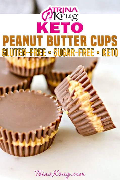 Keto Peanut Butter Cups, Diet Desserts Recipes, Peanut Butter Cups Recipe, Homemade Peanut Butter Cups, Keto Treats, Keto Peanut Butter, Easy Gluten Free Desserts, Keto Candy, Keto Snack