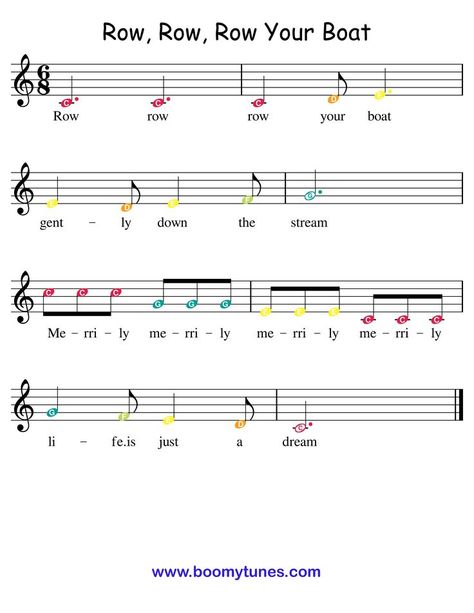 Free PDF Downloadable Sheet Music with Boomwhackers® Colors. Play-along with Boomwhackers®, Deskbells, Handbells, Xylophone, Glockenspiel and more… Boomwhacker Music Sheet, Boomwhackers Songs, Boomwhacker Music, Row Row Row Your Boat, Easy Sheet Music, Teaching Piano, Piano Music Lessons, Music Lessons For Kids, Row Row Your Boat