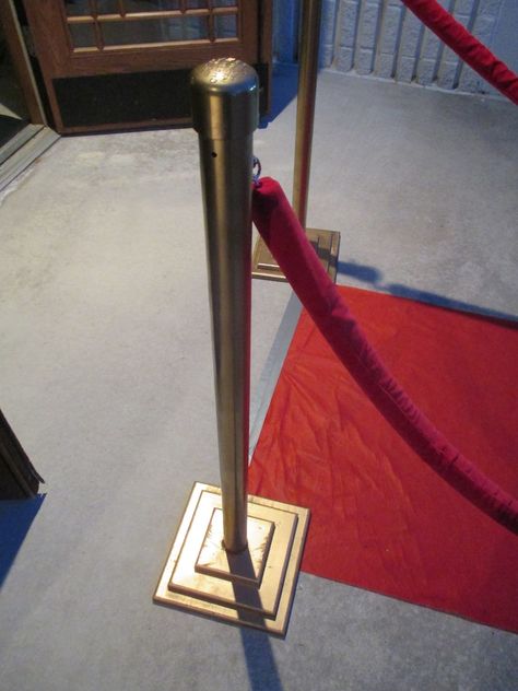 DIY Red Carpet Stanchions | White Elephant Creations How To Make Red Carpet Poles, Red Carpet Poles Diy, Diy Stanchion Poles, Diy Red Carpet Rope, 1930 Party, Diy Columns, Pageant Themes, Diy Red Carpet, Red Carpet Ropes