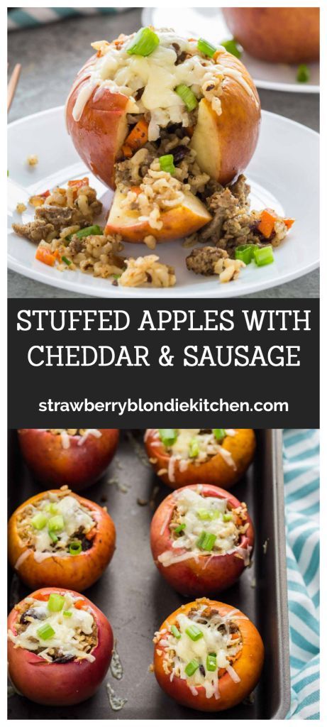 The combination of sausage, sweet cranberries and sharp white cheddar in these Stuffed Apples with Cheddar and Sausage is a trifecta of flavor in one fall inspired meal! #AppleWeek #sponsored #apple #applerecipes #recipeoftheday #apples #stuffedapples #fallrecipes Sausage Stuffed Apples, Apple Entree Recipes, Stuffed Veggies, Strawberry Blondie, Stuffed Apples, Recipe Development, Fall Favorites Recipes, Friends Recipes, Beautiful Breakfast