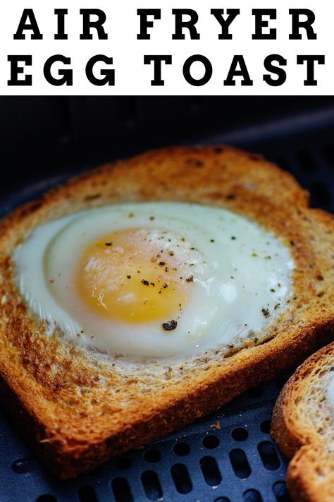 Egg Sandwich Breakfast Air Fryer, Ninja Foodi Egg Recipes, Air Fryer Egg On Toast, Egg In Bread Air Fryer, Air Fried Eggs, Air Fryer Egg Sandwich, Air Fryer Bagel And Egg, Air Fryer Egg Toast, Egg Toast Air Fryer