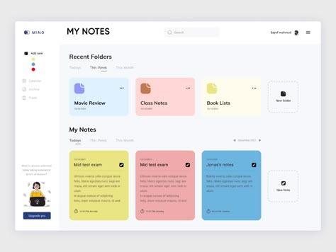 Dashboard Design Template, Desain Ux, To Do App, Ui Design Principles, Graphic Design Cv, Ui Design Dashboard, Card Ui, Ui Design Trends, My Notes