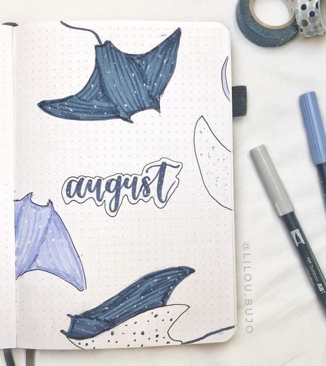 48 Best August Bujo Cover Spreads to Try today - atinydreamer August Bujo Cover, Bujo Cover Page, August Bujo, Bullet Journal August, Bujo Cover, Bujo Spreads, Bullet Journal Ideas Templates, Creating A Bullet Journal, Bullet Journal Cover Ideas