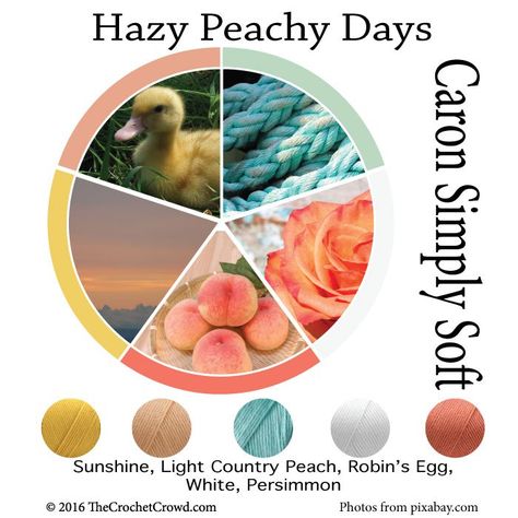 Caron Simply Soft Hazy Peachy Days Color Combinations Yarn Color Schemes, Crochet Color Combinations, Crochet Color Schemes, Crochet Color Combos, Yarn Combinations, The Crochet Crowd, Yarn Color Combinations, Caron Yarn, Awesome Crochet