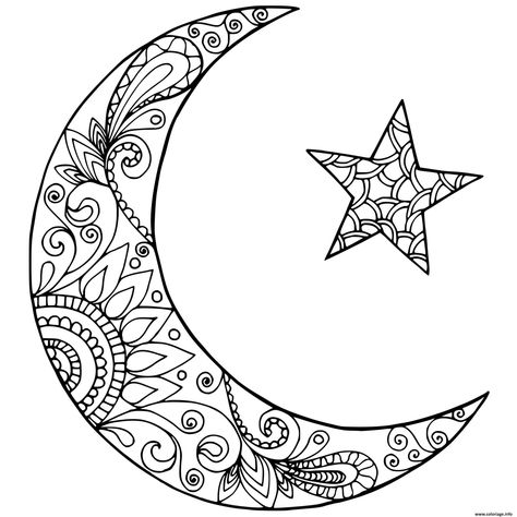 Drawing Ramadan, Ramadan Printables, Wallpaper Hippie, Moon Coloring Pages, Moon Mandala, Idee Babyshower, Moon Vector, Mandalas Painting, Ramadan Crafts