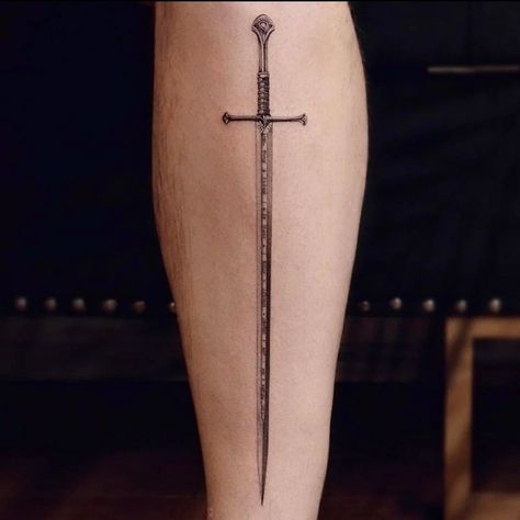 Tattoo of Andúril. Lord of the Rings tattoo. Narsil Tattoo. Sword Tattoo. Anduril Tattoo, Narsil Tattoo, Back Tattoos For Guys, Dagger Tattoo, 3d Tattoos, 3d Tattoo, Small Tattoos For Guys, Hand Tattoos For Guys, Arm Tattoos