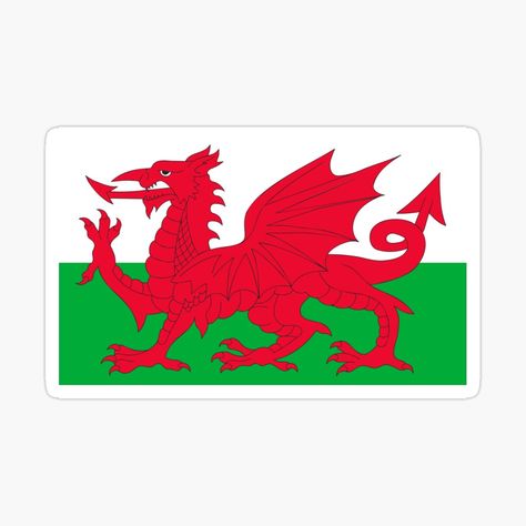 Get my art printed on awesome products. Support me at Redbubble #RBandME: https://www.redbubble.com/i/sticker/The-Flag-of-Wales-by-diegovcarvalho/112924259.EJUG5?asc=u Flag Of Wales, Wales Flag, Family Painting, Gcse Art, Red Dragon, New Sticker, The Flag, Green And White, Top Artists