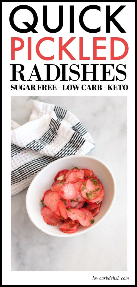 Carbs Alternatives, Easy Pickled Radishes, Low Carb Radish Recipes, Keto Fried Radishes, Roasted Radishes Keto, Pickled Dicon Radish, Glucose Goddess, Quick Pickled Radishes, Lacto Fermentation