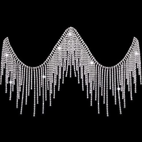 Amazon.com: Dowarm 0.5 Yard Crystal Rhinestone Fringe Trim Silver Long Tassel Fringe Applique Trim Diamond White Crystal Chain Trim for Crafts Clothes Bridal Bouquet Chain For Jeans, Beaded Fringe Trim, Ribbon Tassel, Rhinestone Outfit, Fringe Belt, Fringe Clothing, Bridal Trim, Rhinestone Ribbon, Rhinestone Fringe