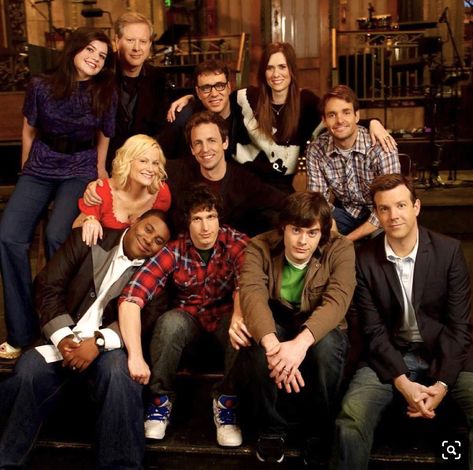 Back: Casey Wilson, Fred Armisen, Kristin Wiig. Middle: Amy Poehler, Seth Meyers, Will Forte.   Front: Tracy Morgan, Andy Samberg, Bill Hader, Jason Sudeikis Snl Cast, Snl Cast Members, Tracy Morgan, Fred Armisen, Bill Hader, It's Saturday, Jason Sudeikis, Kristen Wiig, Andy Samberg